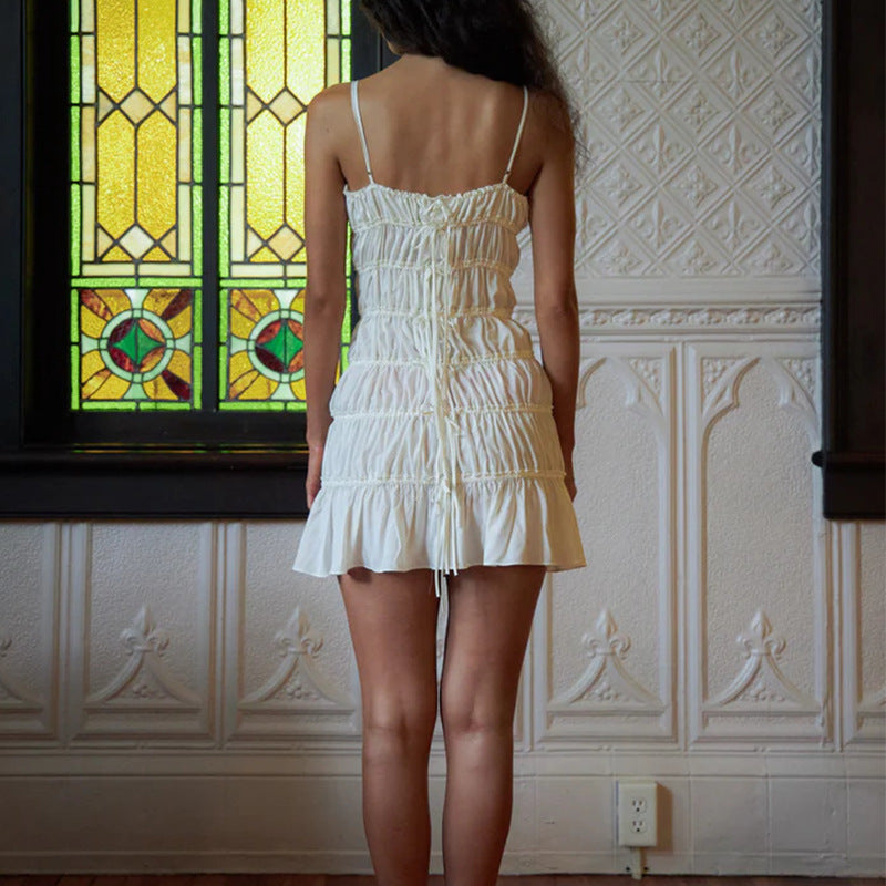Drawstring Ruched Sexy Strap Dress