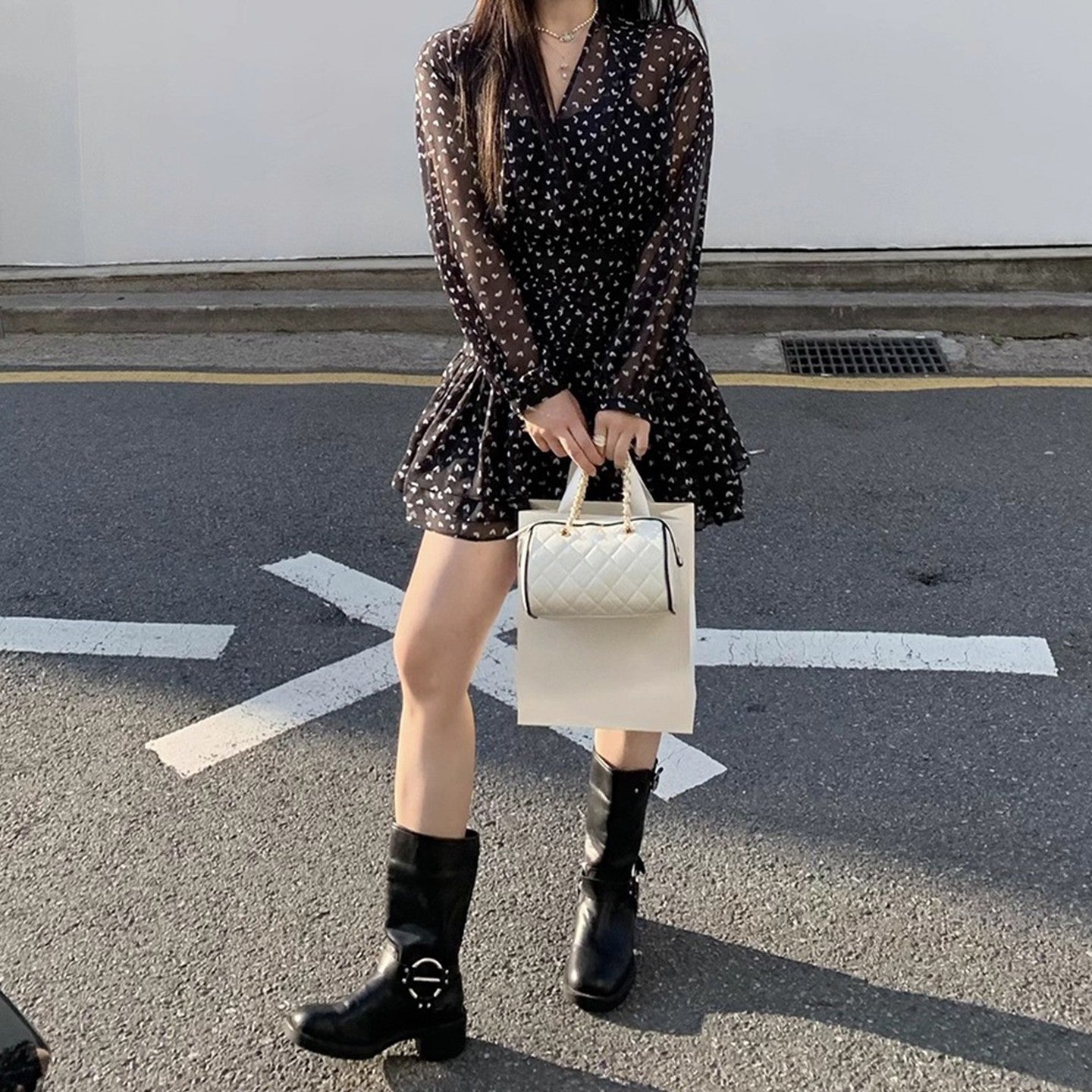 Elegant Waist-cinching Short Skirt French-style Dress For Women