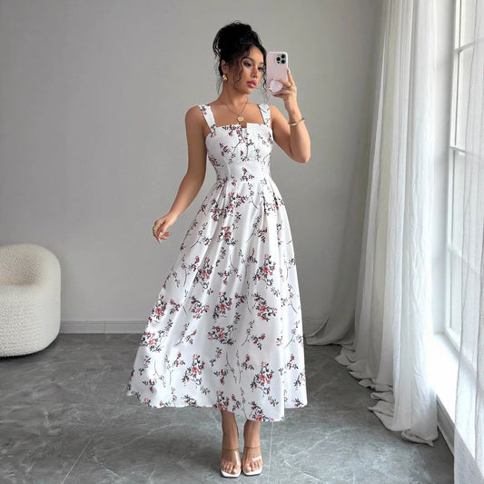 Women's Casual Fashion French-Style Backless Slip Dress