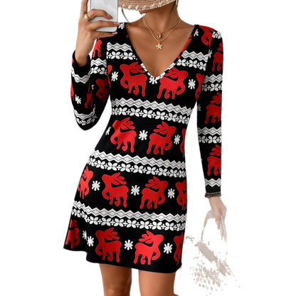 Personality Deep V Neck Casual Fashion Dress