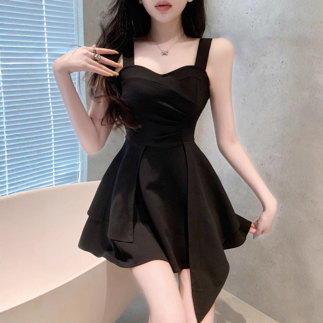 French-style Sweet And Spicy Chic Sexy Backless Strap Dress