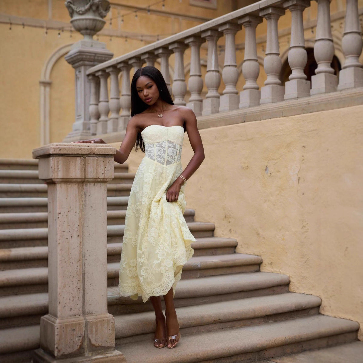 Lace Sexy Backless Wrap Party Dress