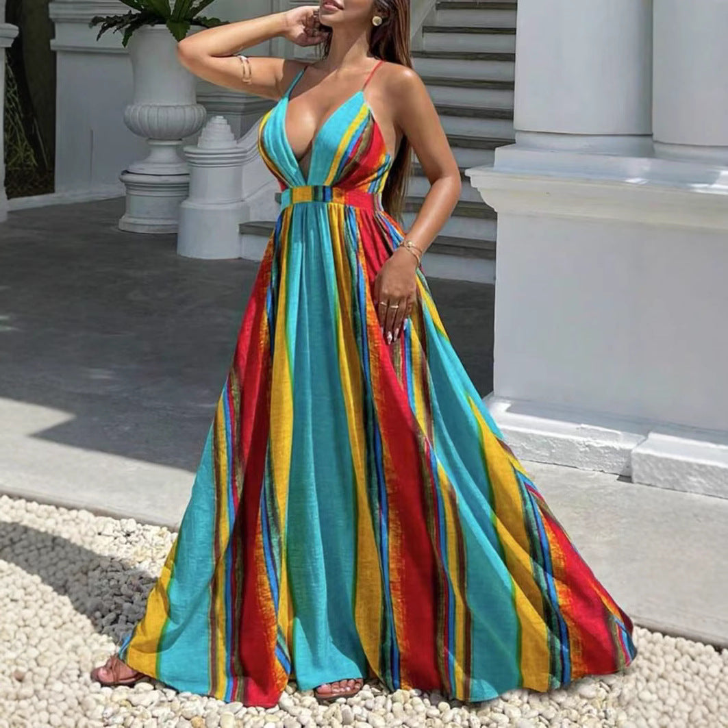 Ethnic Style Sexy Slim-fit Printed Strapless Dress