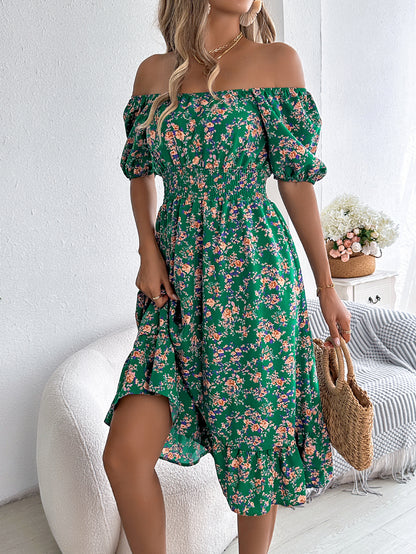 Floral Print Square Collar Dress Summer Fashion Ruffles Dresses Women's Clothing