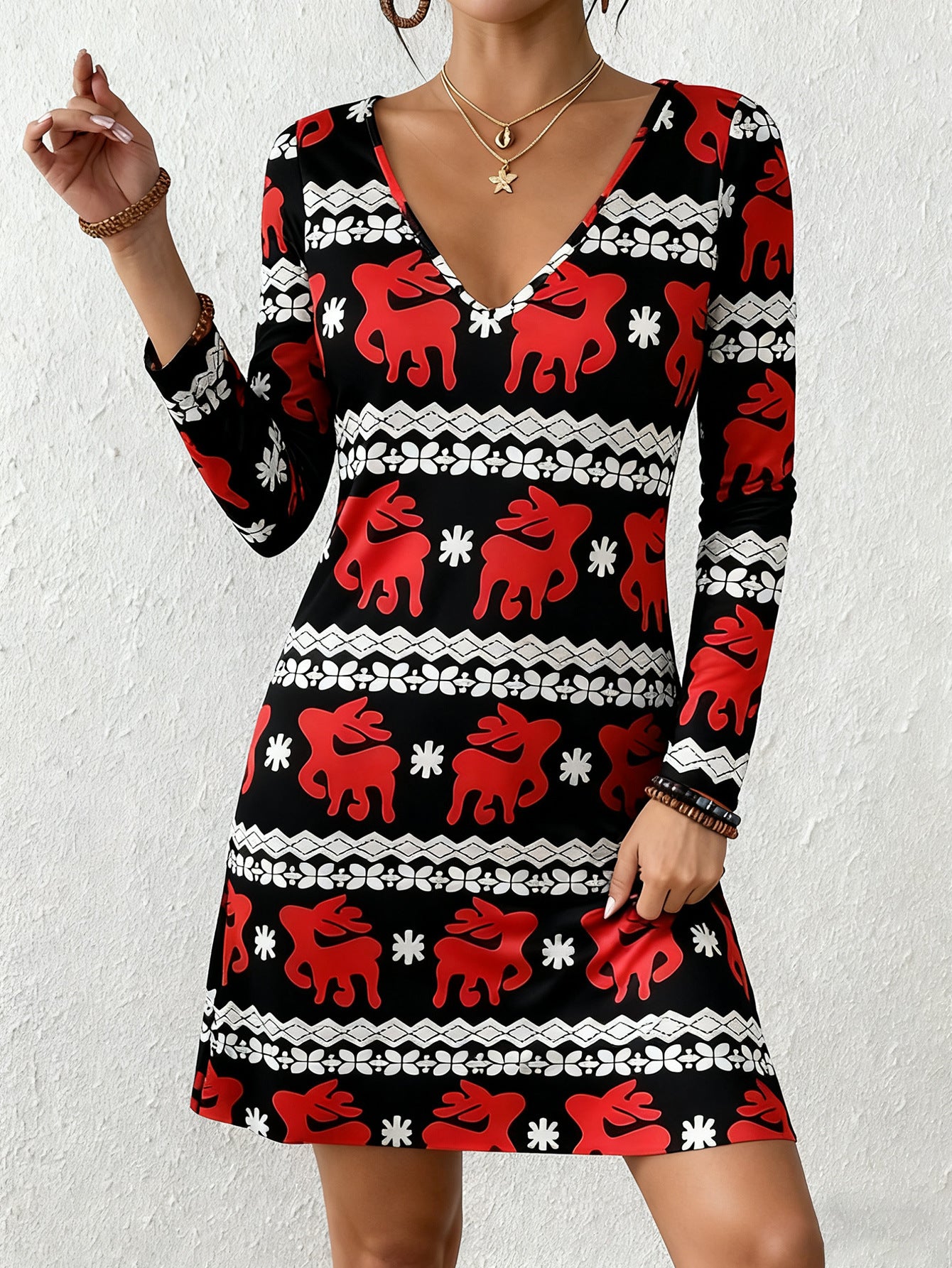 Personality Deep V Neck Casual Fashion Dress