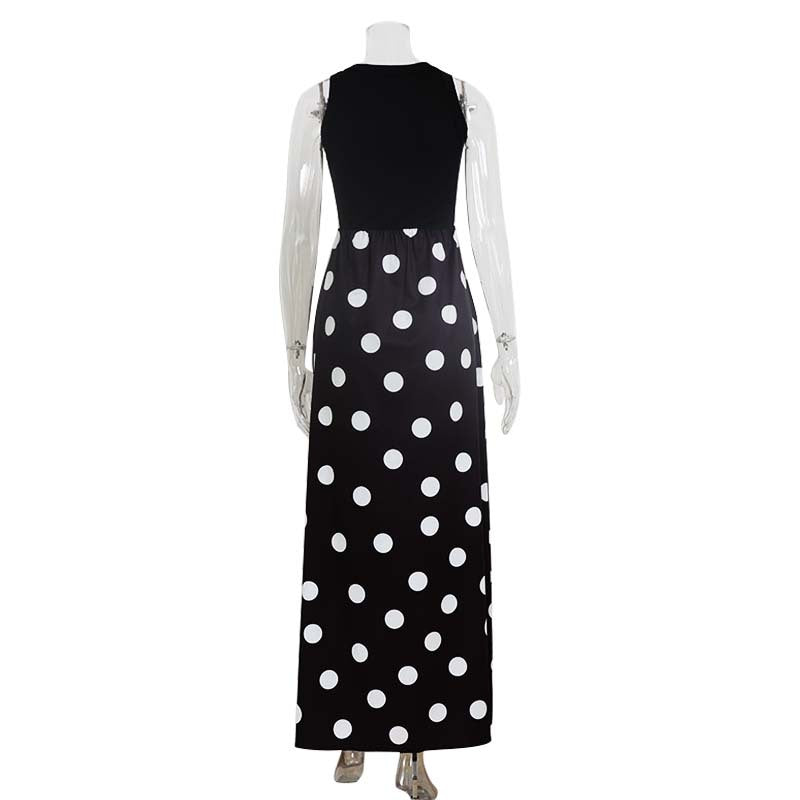 Elegant Patchwork Polka-Dot Printed Dress
