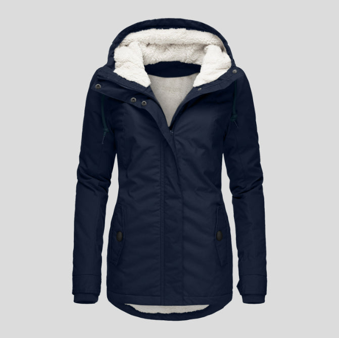 Hot Style Ladies Long-Sleeved Zipper Pocket Padded Coat Jacket
