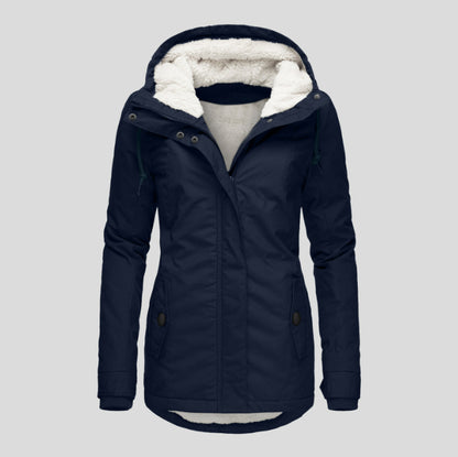 Hot Style Ladies Long-Sleeved Zipper Pocket Padded Coat Jacket