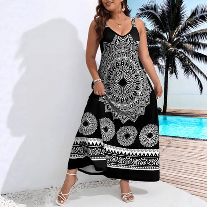Bohemian Style Beach Floral Print Strapless Loose Dress