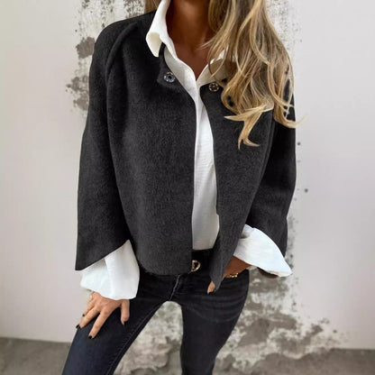 Women's Batwing Sleeve Cardigan Ins Fashion Cropped Jacket Tops Autumn And Winter Loose Short Cashmere Coat