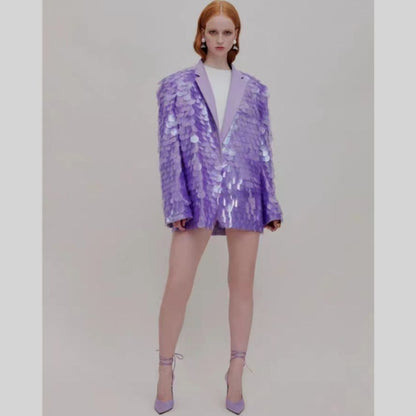 Loose Sequin Fashion Suit Top High Dinner Party Temperament Coat