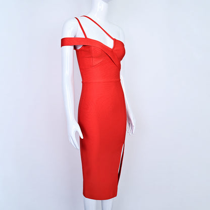 Red Bandage Tight Elastic Dress