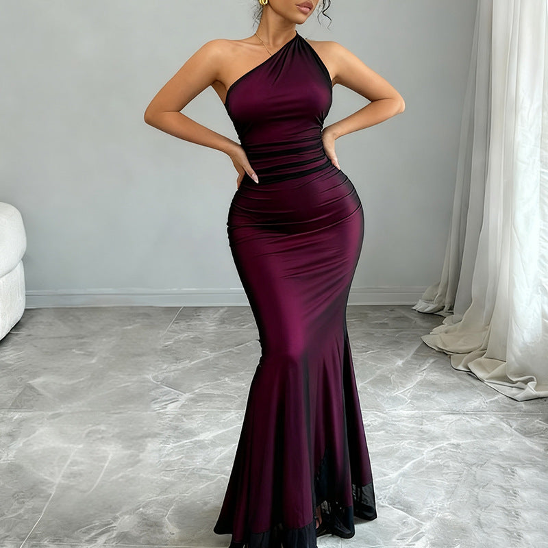 Women's Solid-Color Elegant Waist-Cinching Sheath Sleeveless Dress