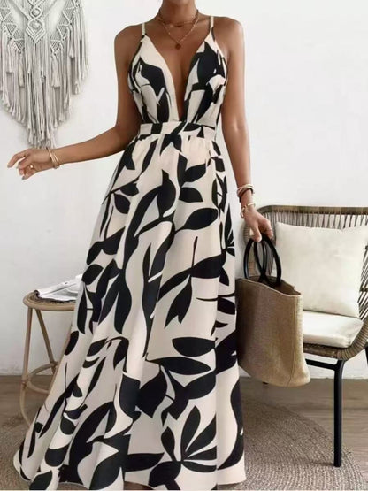 Ethnic Style Sexy Slim-fit Printed Strapless Dress