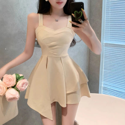 French-style Sweet And Spicy Chic Sexy Backless Strap Dress