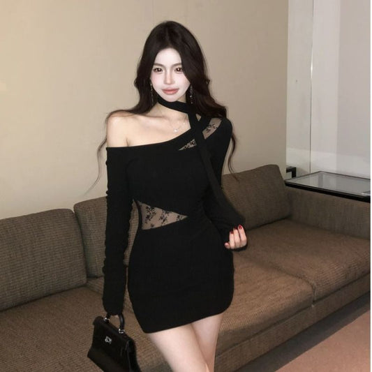 Spicy Girl Innocent Alluring Lace Patchwork Sheath Skirt