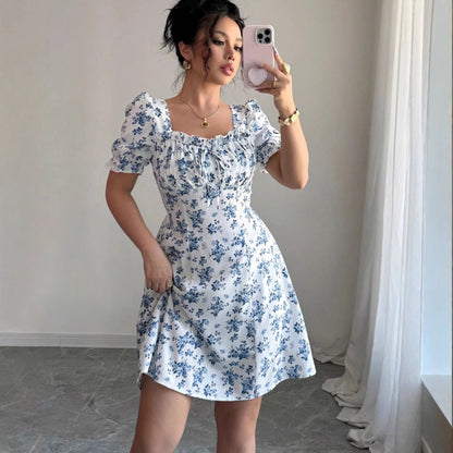 Four-way Stretch Printed Elegant Slim-fit Dress For Women