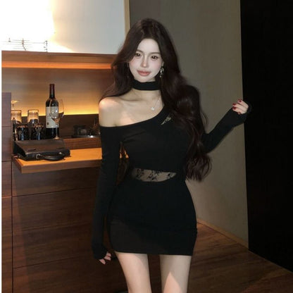 Spicy Girl Innocent Alluring Lace Patchwork Sheath Skirt