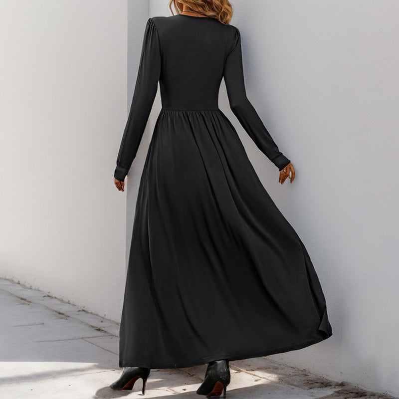 Women's Solid-Color V-Neck Elegant Lace Bodycon Split Dress