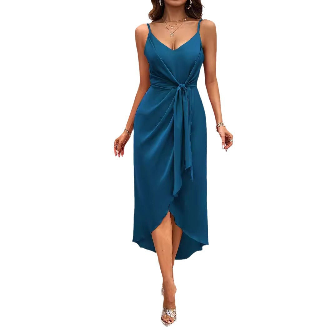 Women's Versatile Solid Color Strappy Dress