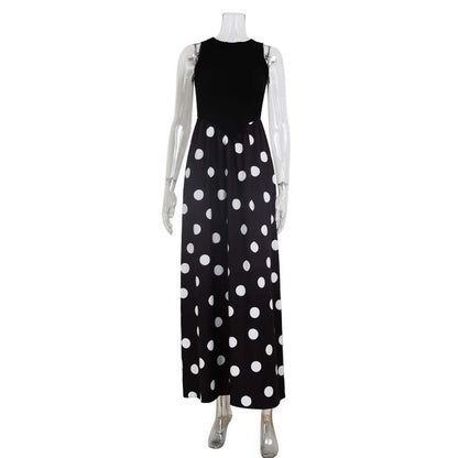 Elegant Patchwork Polka-Dot Printed Dress