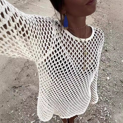 Women's Bikini Hollow Knit Long Sleeve Dress