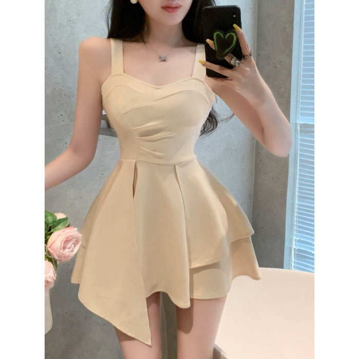 French-style Sweet And Spicy Chic Sexy Backless Strap Dress