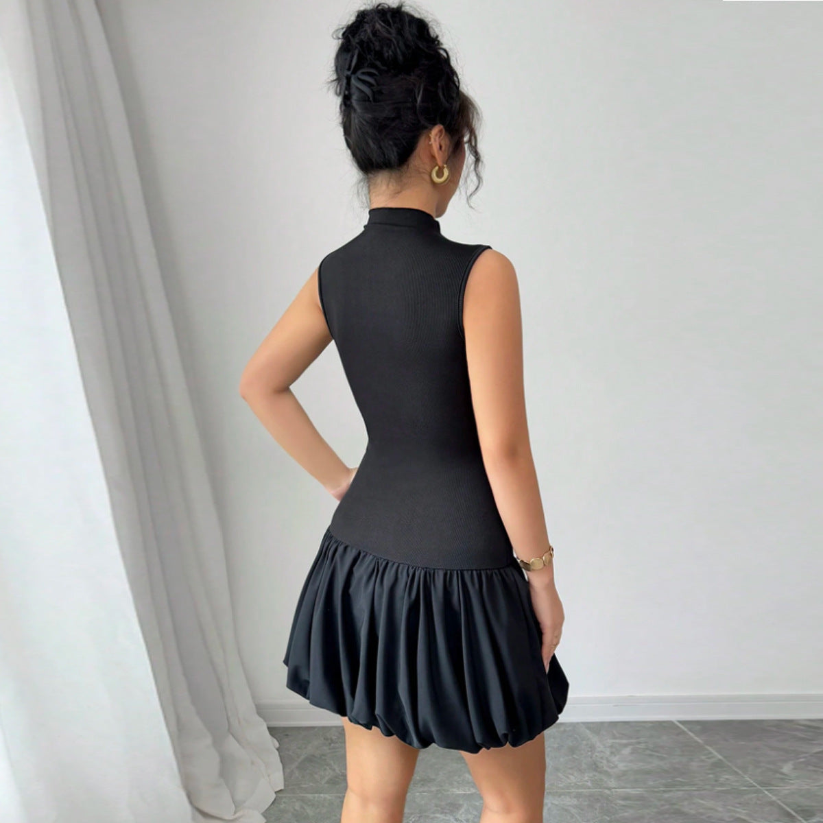 Color Blocked Polyester Women's Dress