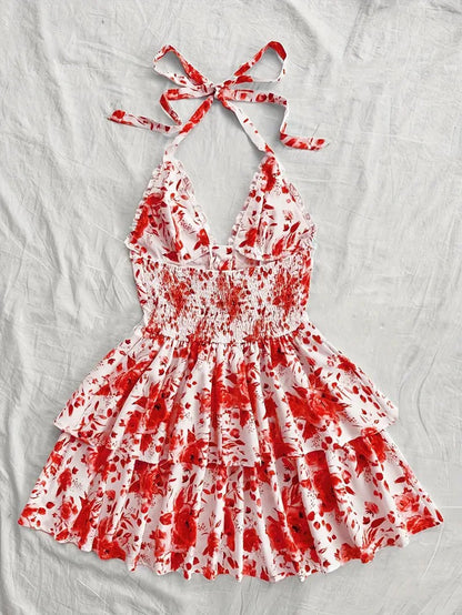 New SpringSummer European And American-style Camisole Top And Audrey Hepburn-inspired Designer Floral Dress