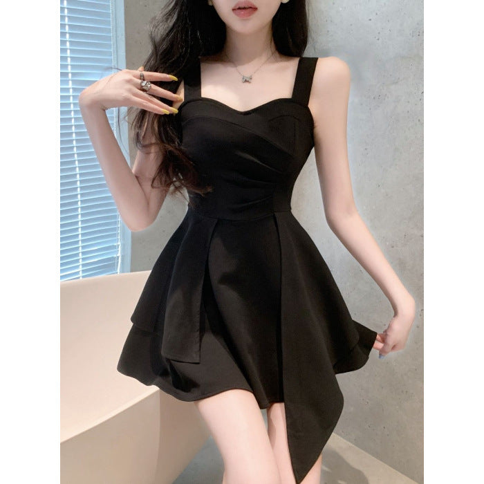 French-style Sweet And Spicy Chic Sexy Backless Strap Dress