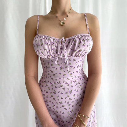 Strappy Floral Split Women's Dress