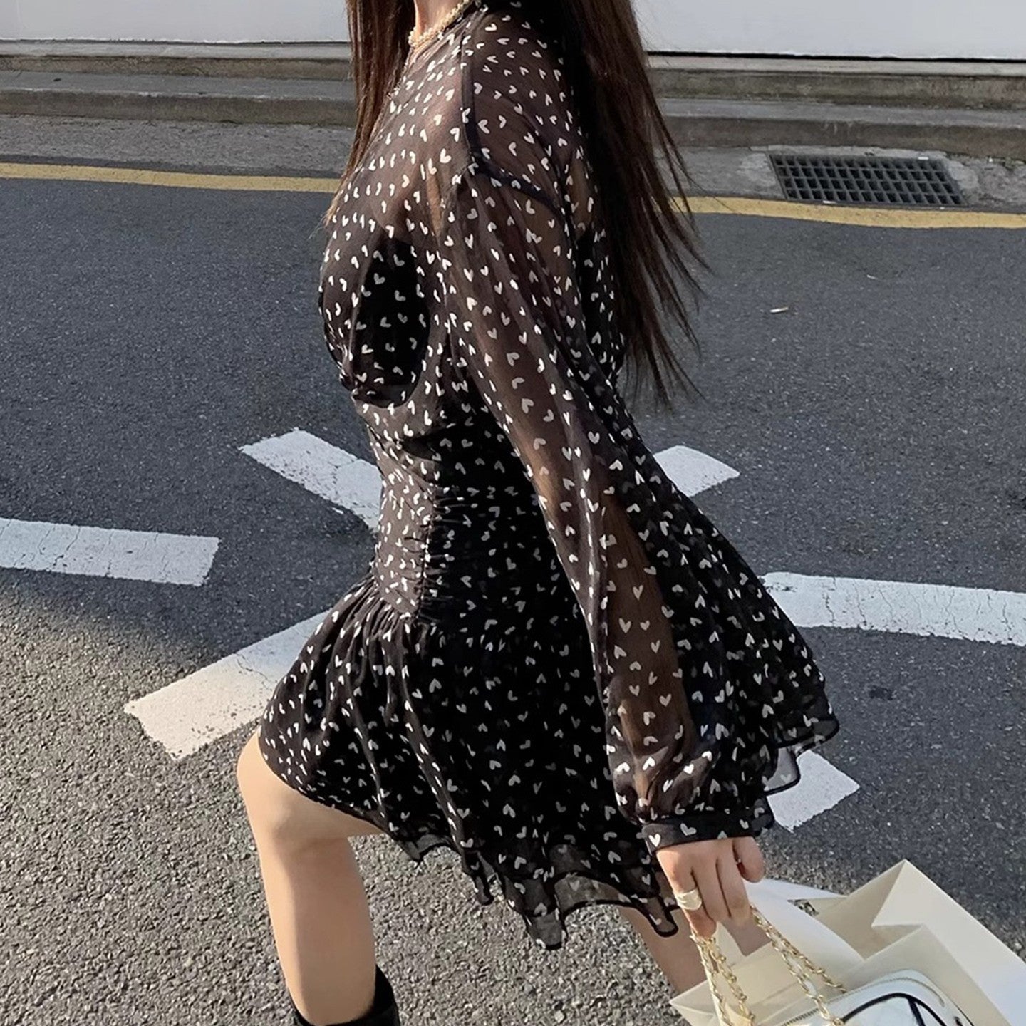 Elegant Waist-cinching Short Skirt French-style Dress For Women