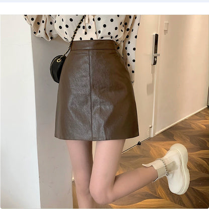 HOT Fashion Women Shiny Leather Skirts Female Solid Bodycon Pencil Short Mini Skirt Woman Zipper High Waist Skirt