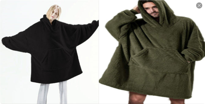 Hoodie Sweatshirt With Big Pocket Tops Sweater Comfortable Loose Double-Sided Fleece Thicker Wearable Blanket