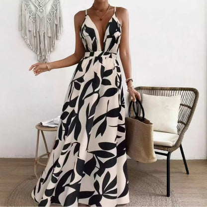 Ethnic Style Sexy Slim-fit Printed Strapless Dress