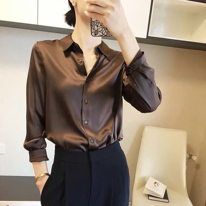 Women's Long-sleeved Satin Shirt