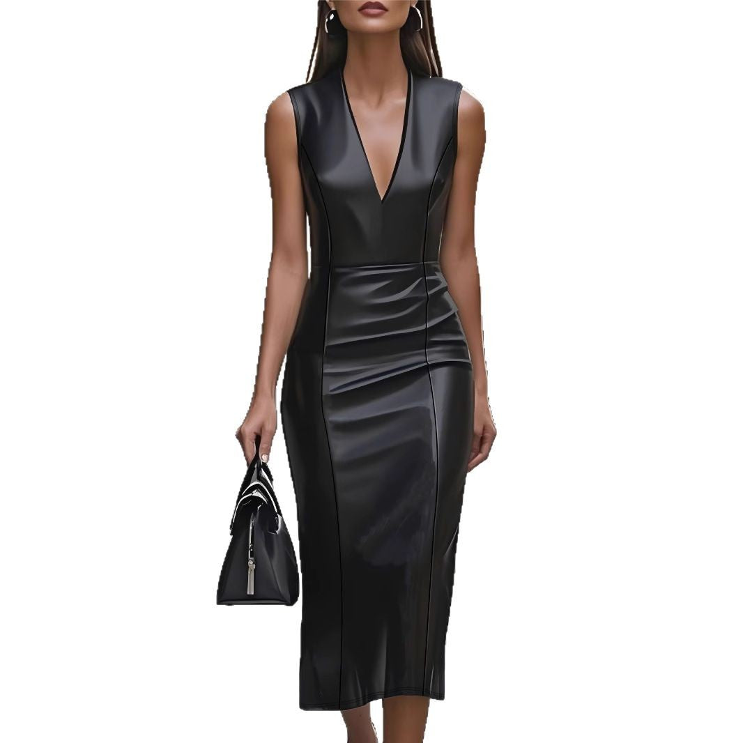 Women's Solid-color Fashionable And Elegant Figure-hugging Dress