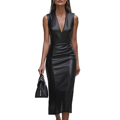 Women's Solid-color Fashionable And Elegant Figure-hugging Dress