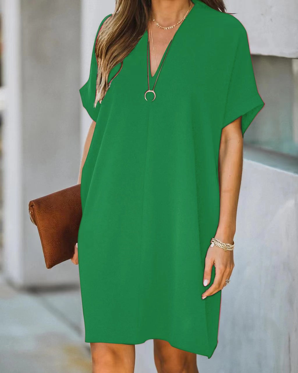 Casual V-n Collar Short Sleeve Home Decoration Dress